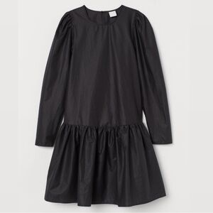 H&M Black Cotton Poplin Puff Sleeve Dress 14